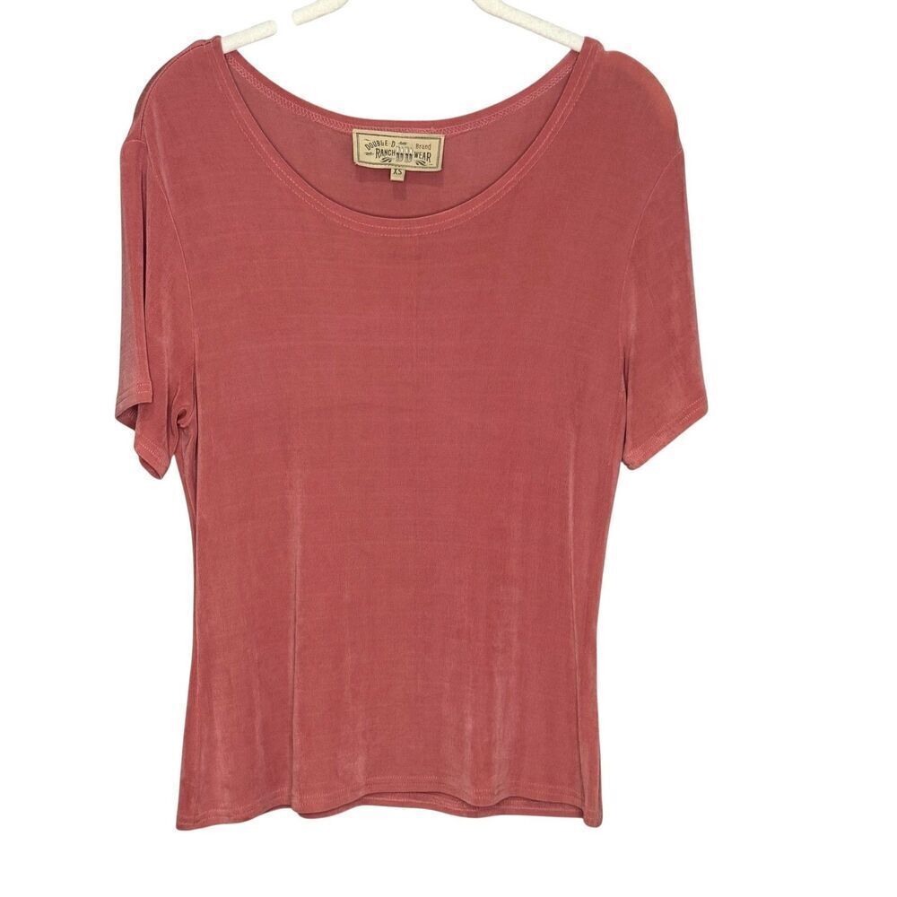 Double D Ranch Wear Shirt Womens XS Pink Short Sleeve Western Boho Tee Top